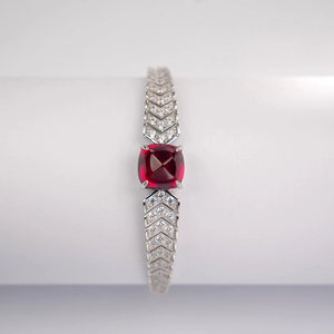 Luxury 925 Silver <b>Bracelet</b> With Cushion Cut Ruby Center And Diamond Accents IGI Certified Women's Jewelry - Product Image 1