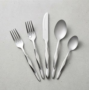 Ensemble de couverts minimalistes en acier inoxydable, finition miroir, passe au lave-vaisselle, couverts de mariage, cuillère, fourchette, 4 pièces - Product Image 1