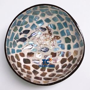 Cuenco de Coco de Mauricio al Precio Más Bajo, con Incrustaciones de Madreperla y Mosaico de Flores, Diseño de Pájaro Dodo, Recuerdo Personalizado - Product Image 1