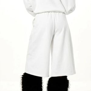 Trendy Solid Color Comfortable White Women's Loose Plus Size <b>High</b> Waist Harem Pants Eco-Friendly Sweat Below the <b>Knee</b> Pants - Product Image 2