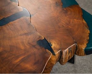 Handmade Modern Wood Coffee <b>Table</b> with Irregular Round <b>Live</b> <b>Edge</b> and Metal Legs for Living Room Housewarming - Product Image 4