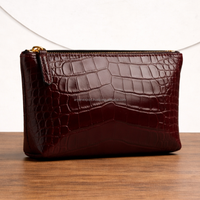 Trousse de Toilette en Cuir Gaufré Croco, Sac Cosmétique de Voyage, Organisateur à Fermeture Éclair, Pochette en Cuir Premium, Vente en Gros, Trousse de Toilette Unisexe Personnalisée