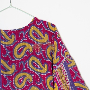 เสื้อแจ็คเก็ตฤดูร้อนแบบถักมือด้วยผ้าฝ้ายลายควิลท์แบบกลับด้านได้สำหรับผู้หญิง สไตล์โบฮีเมียน วินเทจ คันธา คิโมโน - Product Image 4