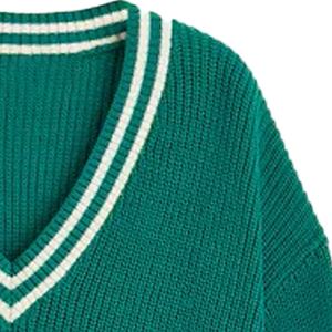 Pull en tricot tendance à col en V pour homme, manches régulières, couleur unie, pull d'automne - Product Image 3