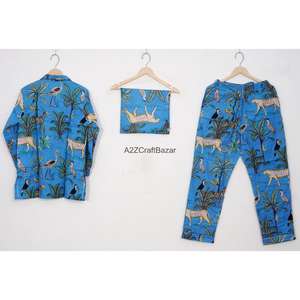 Conjunto de Pijama de 2 Piezas para Mujer, con Estampado Floral, Transpirable, Manga Larga, Pantalones Largos, Cintura Elástica, 100% Algodón - Product Image 4