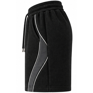Shorts en tricot gaufré pour hommes, vêtements de sport personnalisés OEM, shorts décontractés d'été, taille élastique avec cordon de serrage, shorts de fitness, de gym, d'entraînement - Product Image 3