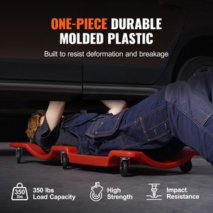 Chariot d'atelier ergonomique en plastique de 40 pouces, capacité 350 lb, pour réparation automobile, avec corps en PEHD et dossier rembourré, outil de garage roulant - Product Image 3