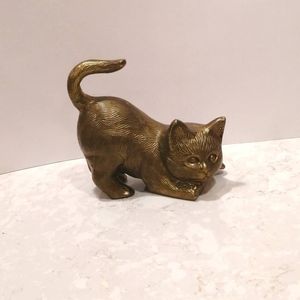 Centre de table élégant en laiton en forme de chat, sculpture artisanale pour la décoration intérieure de luxe et la décoration de table élégante - Product Image 6