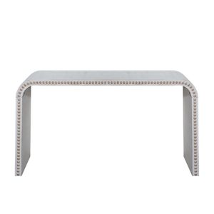 Consolle da ingresso da 59 pollici, stile cascata, curva, con perline in legno bianco lavato, per ingressi - Product Image 4
