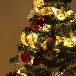 Nastro per Albero di Natale da 32 Piedi con 100 Luci LED e Alimentazione a Batteria - Filo Dorato per Decorazioni Festive - Product Image 4