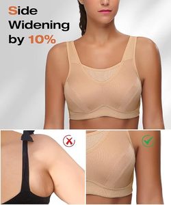 Soutien-gorge de sport dos nageur pour femme, maintien moyen, maille respirante, haut de yoga sans couture, col rond simple, beige - Product Image 6