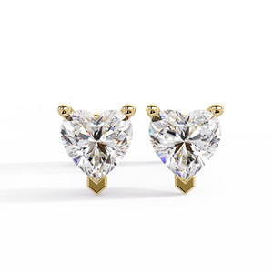 Trendy Heart Cut Lab Grown Diamond <b>Stud</b> IGI Certified 14K Pure Gold V Prong Martini Screw Back Earrings Fine Jewelry Gifts - Product Image 2