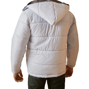 Custom Men's Winter High Street Style Puffer Jacket Thick Down Cotton <b>Padded</b> Bubble Coat with Hooded Collar and Front Logo - Product Image 2