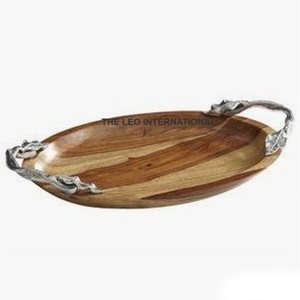 Eco Friendly Modern Wood & Mother of Pearl Material Hotel Serving Tray With Handle Made in India Wholesale - Product Image 5