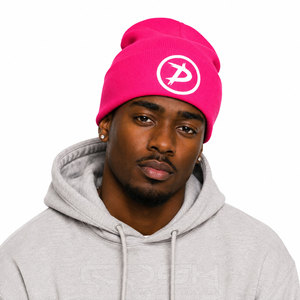 Cosh International Pink Beanie Hat With Custom Logo Embroidery Unisex Adult Winter Knit Cap Casual <b>Style</b> <b>Head</b> Circumference - Product Image 4