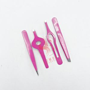 ชุดแหนบคิ้ว4ชิ้นทำจากสเตนเลสสตีลสีชมพูใช้ตกแต่งอย่างยั่งยืนมีความแม่นยำระดับมืออาชีพ - Product Image 4
