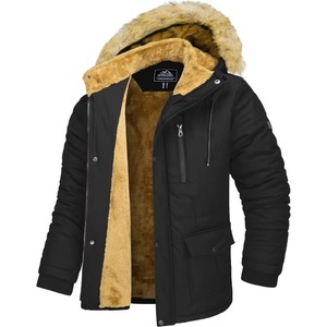 Parka pour hommes, manteau d'hiver 2022, veste standard à capuche, imperméable, en polyester, fermeture éclair, vêtement d'extérieur chaud, manteau décontracté - Product Image 6