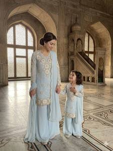 EXCLUSIF Aïd : Ensemble Salwar Kameez Plazzo Tendance Brodé de Paillettes, Style Moderne, Séchage Rapide, Décontracté, Idéal pour Toutes les Saisons et les Fêtes - Product Image 3