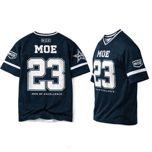 Maillot de football bleu marine en mesh à col en V, personnalisable avec numéro, unisexe, tenue d'équipe athlétique, haut léger, maillot de football américain OEM - Product Image 2