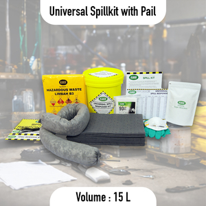 15L Universal Spill Kit with Pail | Industrial Small Spill Control Kit for Oil, Water & Chemical Absorbent - Product Image 3