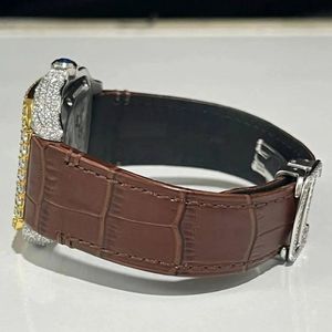 Luxury Men's Quartz <b>Watch</b> Moissanite Silver <b>Case</b> Leather Band Analog ETA Movement Sapphire Crystal Dial 10m Water Resistance - Product Image 3