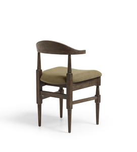 เก้าอี้รับประทานอาหารไม้เนื้อแข็งสไตล์โมเดิร์นกลางศตวรรษ พร้อมพนักพิงโค้งและเบาะหุ้มผ้า - Product Image 4