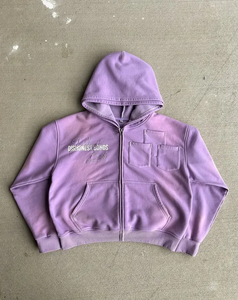 Hoodie personnalisé teint en pièce, en molleton de coton épais, avec poche utilitaire, style streetwear, délavage vintage, coupe oversize, unisexe - Product Image 3