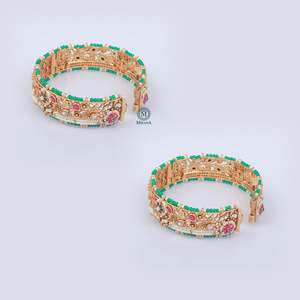 Shenu Antique Designer Copper Alloy Cuff Bangles-Trendy Number Pattern Bracelets - Product Image 1