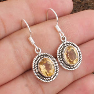 ต่างหูห้อยทรงหยดน้ำซิทรินธรรมชาติ ขายส่ง เงินแท้ 925 เครื่องประดับหรูหราสำหรับผู้หญิง เหมาะสำหรับงานปาร์ตี้ - Product Image 4