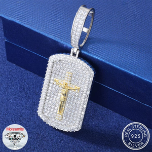 Colgante de Cruz de Jesús con Micro Pavé Completo, Chapado en Oro y Plata, Joyería de Moissanita, Amuleto Premium Estilo Urbano - Product Image 5