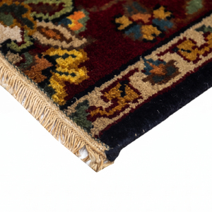 Tapis en laine noir et rouille à motif floral moderne, écologique, antidérapant, tufté à la main, à poils épais pour salon, chambre et hôtel - Product Image 6