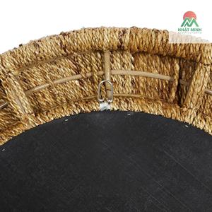 Espejo Redondo de Pared de Ratán Tejido Marrón, 35"D. Hecho a Mano. Apto para uso en interiores y exteriores. - Product Image 2