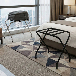 Porte-bagages pliable en métal fabriqué à Taïwan avec quatre sangles pour usage commercial hôtelier - Product Image 1