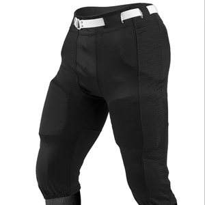 Men's Black Padded American Football <b>Pants</b> With <b>Mesh</b> Panels Belt Closure Athletic Fit Adult Sports Wear - Product Image 1