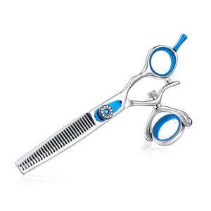 Tijeras de Entresacar para Barbería Personalizables OEM, 30 Dientes, Punta Afilada, Acero Inoxidable 4Cr13 de Alta Calidad, Mango Giratorio para Diestros - Product Image 1