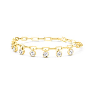 Unique 0.62 CTW Round Cut Lab-Grown Diamond Dangle Chain Bracelet 14K Yellow Gold - Product Image 5