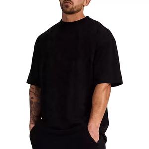 Customized 100_ Cotton Thick Men'S T-Shirt Oversize Plain Blank Custom Logo Men's T-Shirt Drop Shoulder Black Unisex T Shirt - Product Image 2