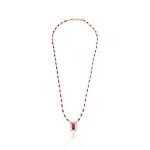 14K Solid Yellow Gold <b>Ruby</b> and Diamond <b>Necklace</b> with VVS2 Clarity - Product Image 3