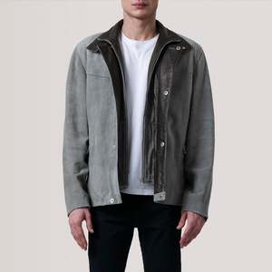 SHAFIQ SPORTS <b>Men's</b> Double Face <b>Suede</b> Leather Varsity <b>Jacket</b> Turn-down Collar Windproof Zipper Closure Casual Winter Wear - Product Image 1