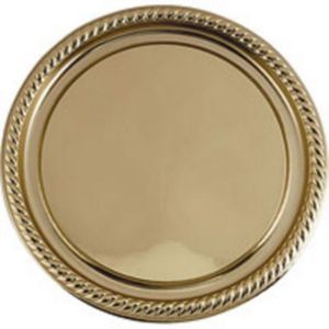 Assiette de service ronde en métal poli, design minimaliste et solide, compatible lave-vaisselle - Product Image 5