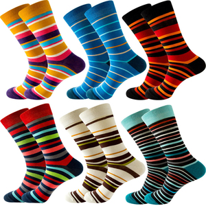Wholesale Socks Men's Crew Socks Striped Colorful Breathable Knitted Daily Wear Spring Style - Product Image 4
