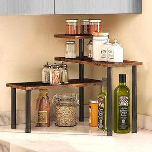 Wall Mounted Corner <b>Storage</b> <b>Rack</b> Wooden Grain 3 Tier Organizer Retro Multifunction for Home <b>Kitchen</b> Dining Decorate - Product Image 4