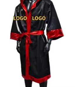 HAWK SPORTS INDUSTRIES Robe de boxe en polyester noir avec bordure argentée, tenue d'entraînement durable pour les arts martiaux, toutes saisons - Product Image 5