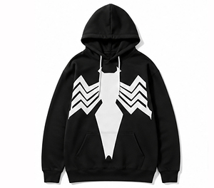 Sweat-shirt à capuche de luxe noir pour homme, coupe oversize, en coton épais, style streetwear hiver, chaud et tendance - Product Image 1