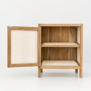 <b>Rattan</b> Nightstand Teak Wood Side Cabinet for Hotel Bedroom Villa Resort Project Hospitality Custom Furniture Wholesale Supplier - Product Image 4