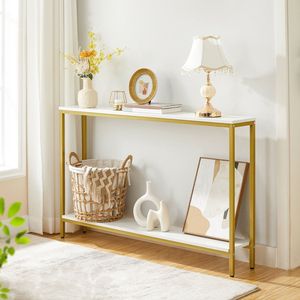 Handcrafted Metal Entryway <b>Console</b> With Marble Finish Stylish Furniture Piece For Luxury Hall And Lobby Decoration Concepts - Product Image 6