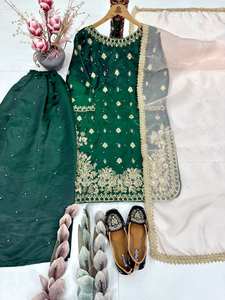 Conjunto de Traje Bordado en Seda GMY con Dupatta de Organza – Colección Elegante para Fiestas - Product Image 3