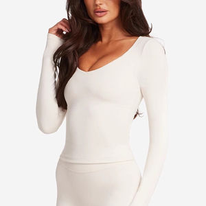 T-shirt de sport compressif pour femme, anti-UV, en Spandex/Nylon, avec logo frontal, pour fitness, course à pied, gym, entraînement, respirant - Product Image 1