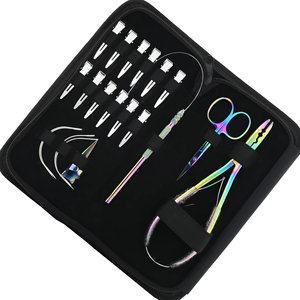 Kit d'outils professionnels pour extensions de cheveux en micro-perles, en acier inoxydable noir mat, durable et réutilisable, avec pinces, aiguilles, crochets, boucles, logo personnalisé - Product Image 3