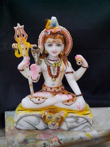 Indian Lord Shiva Marble Statue, White <b>Stone</b> Shiv Shankar Murti - Product Image 4